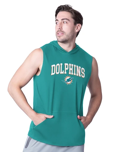 Msx By Michael Strahan Men's Aqua Miami Dolphins Action Sleeveless Pullover Hoodie