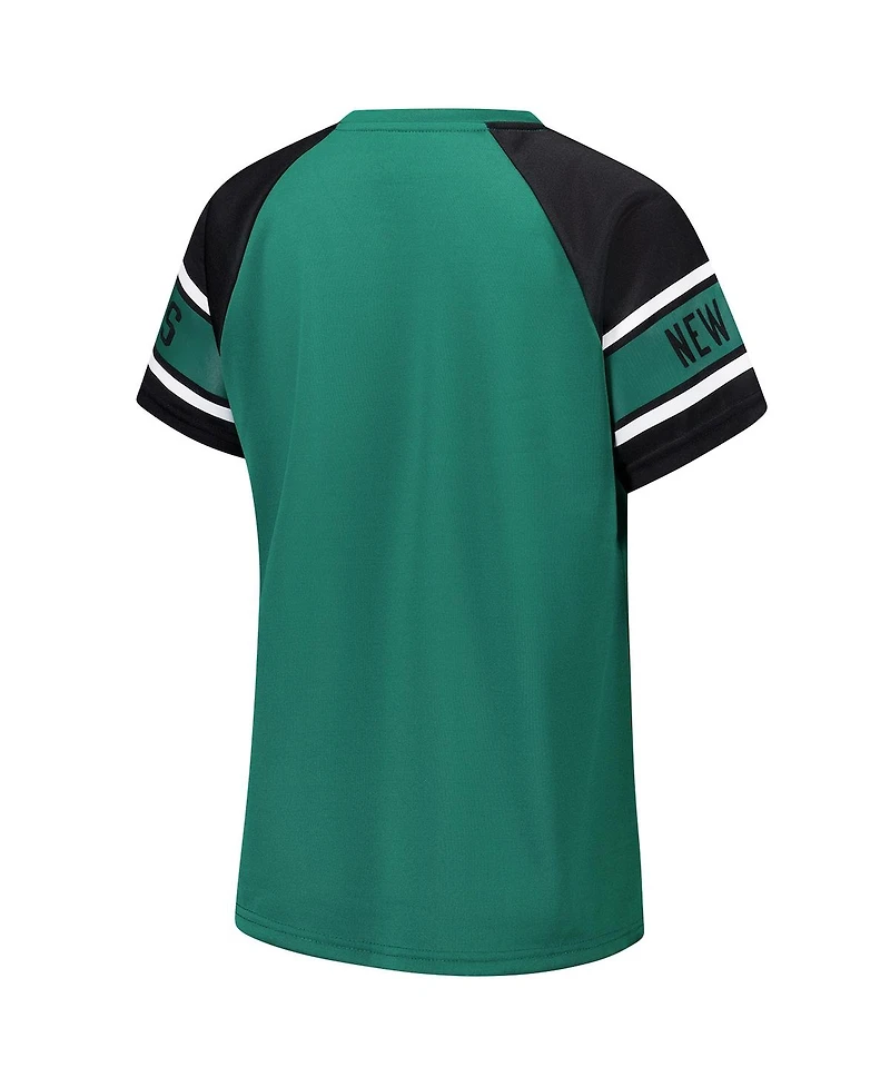 Starter Women's Green New York Jets 1st Rounder Color Block Raglan Top