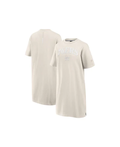 Fanatics Women's Cream Philadelphia 76ers Elements Go Tri-Blend T-Shirt Dress