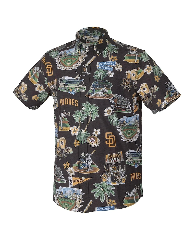 Reyn Spooner Men's Brown San Diego Padres Big Tall Scenic Performance Tri-Blend Aloha Button-Down Shirt