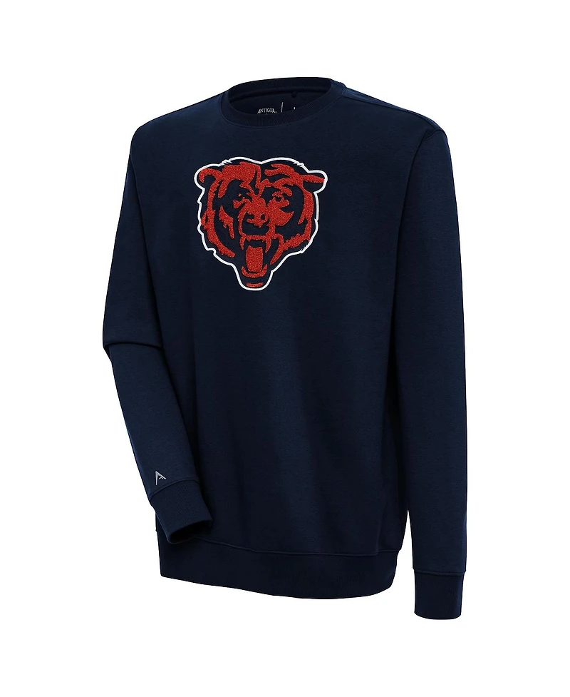Antigua Men's Navy Chicago Bears Victory Crewneck Pullover Sweatshirt