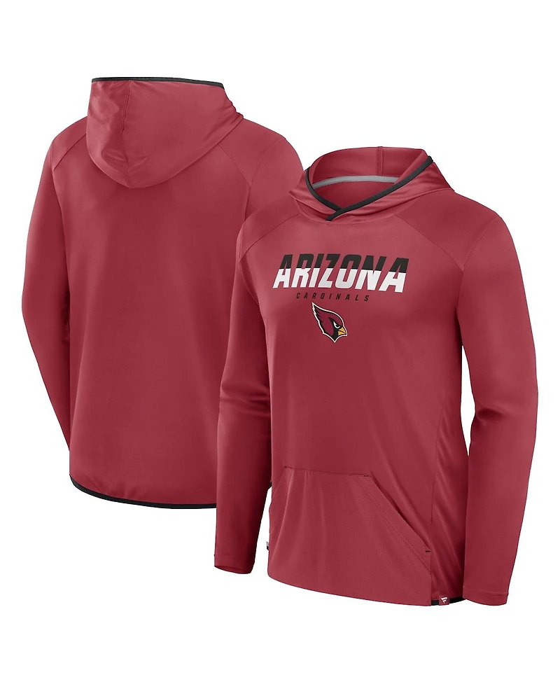 Fanatics Men's Cardinal Arizona Cardinals Transitional Defender Hoodie Long Sleeve T-Shirt