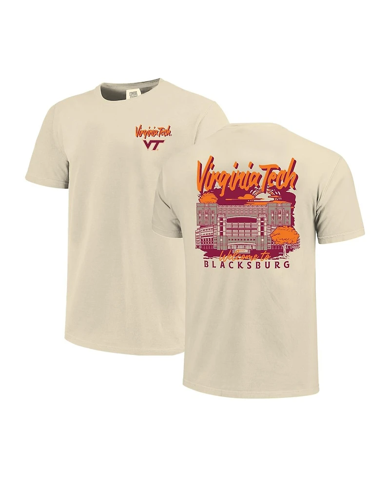 Image One Men's Natural Virginia Tech Hokies Comfort Colors Hand-Drawn Campus Stack T-Shirt