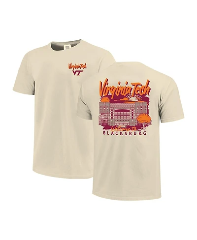 Image One Men's Natural Virginia Tech Hokies Comfort Colors Hand-Drawn Campus Stack T-Shirt