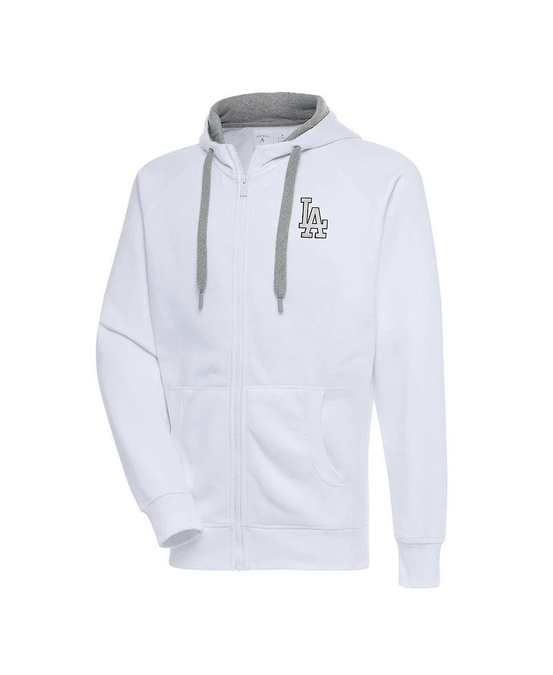 Antigua Men's White Los Angeles Dodgers Metallic Victory Full-Zip Hoodie