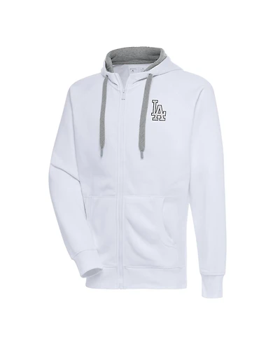 Antigua Men's White Los Angeles Dodgers Metallic Victory Full-Zip Hoodie