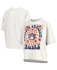 Pressbox Women's White Auburn Tigers Harmony Oversized Slub T-Shirt