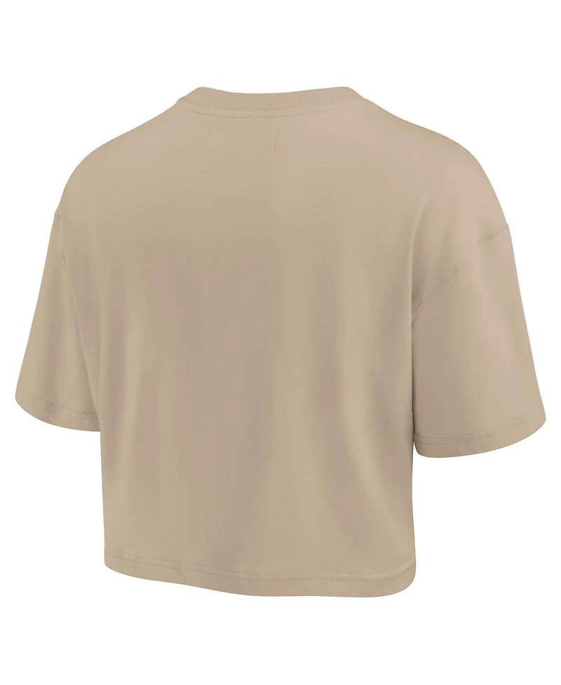 Fanatics Women's Khaki Portland Trail Blazers Elements Super Soft Boxy Cropped T-Shirt