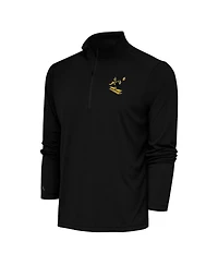 Antigua Men's Black Pittsburgh Steelers Team Logo Throwback Tribute Quarter-Zip Pullover Top