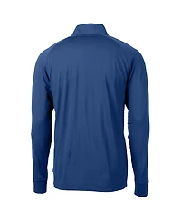 Cutter & Buck Men's Royal New England Patriots Adapt Eco Knit Stretch Quarter-Zip Throwback Pullover Top