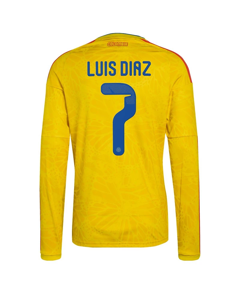 Adidas Men's Luis Diaz Yellow Colombia National Team 2026 Home Replica Long Sleeve Jersey