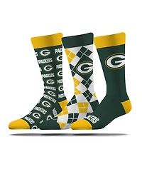 Strideline Men's and Women's 3-Pack Green Bay Packers Business Knit Crew Socks
