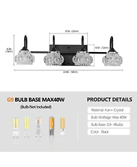 Busdays 23 Inch Retro 4 Light Bathroom Vanity Light Fixture with Crystal Glass Shades Wall Mounted for Bathroom Powder Room Vanity Mirror No Bulb