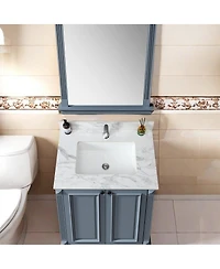 Sillysis 31/37/43 Inch Sintered Stone Bathroom Vanity Top with Rectangular Undermount Sink, 4 Inch Backsplash