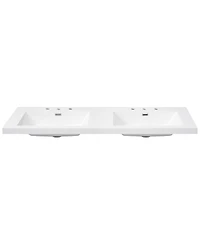 Sillysis 59 Inch Double Sink Resin Vanity Top with Rectangular Undermount Basins, Pre-Drilled 8-Inch Faucet Holes, Fits Standard Bathroom Cabinet