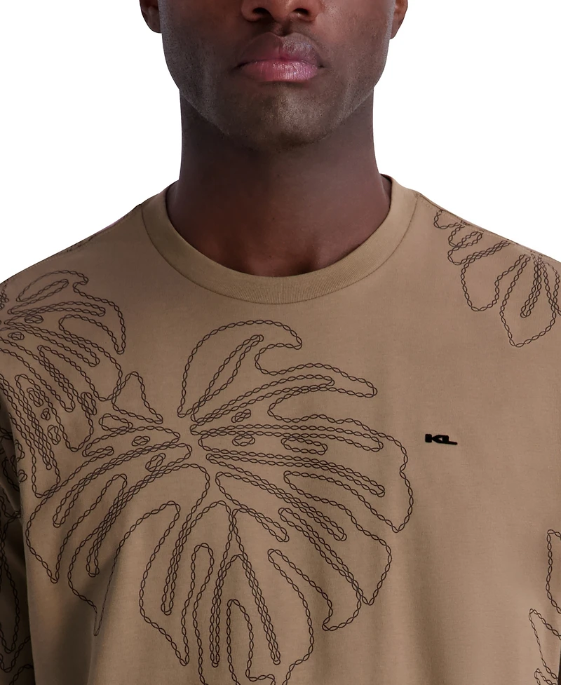 Karl Lagerfeld Paris Men's Large Palm Leaf Graphic T-Shirt