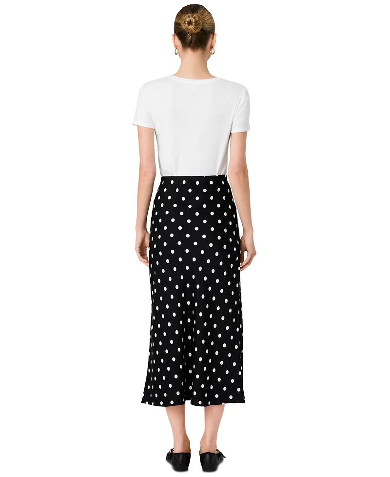 French Connection Women's Ennis Satin Polka Dot Pull-On Midi Skirt