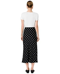 French Connection Women's Ennis Satin Polka Dot Pull-On Midi Skirt