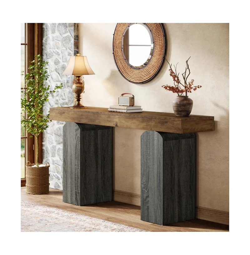 SlickblueFarmhouse Entryway Console Table with 2 Arched Pedestal Legs