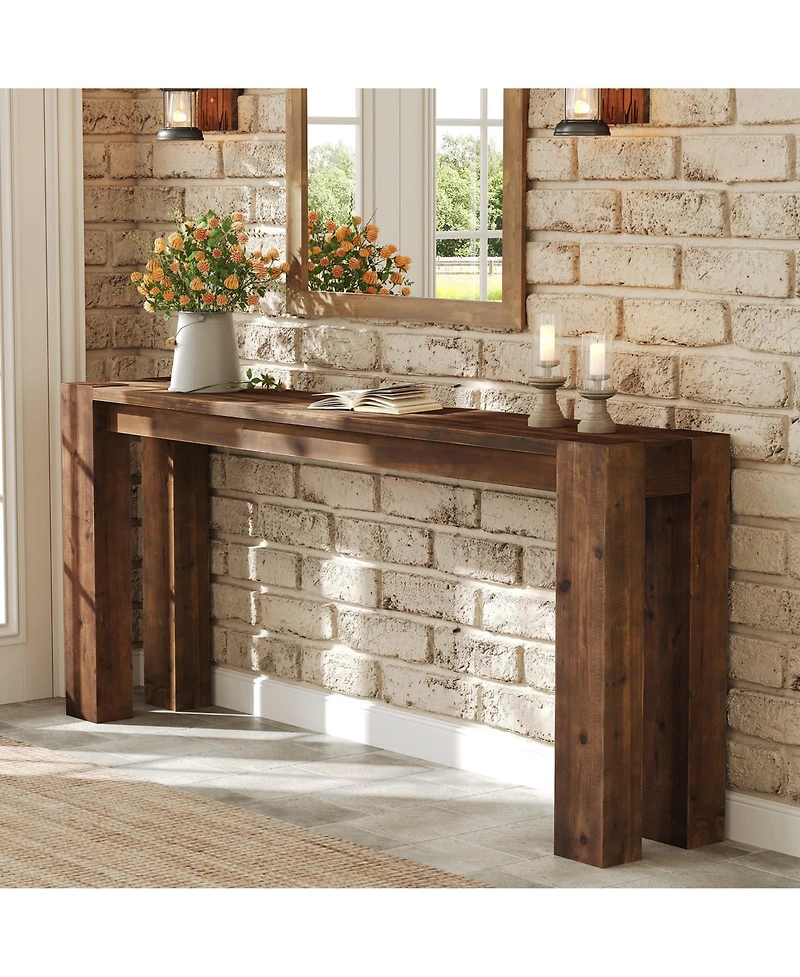 Slickblue Long Solid Wood Sofa Console Table for Entryway or Hallway