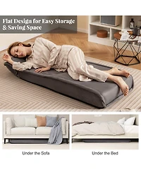 Gouun Folding Floor Chair Convertible Lazy Lounger with Suede Surface