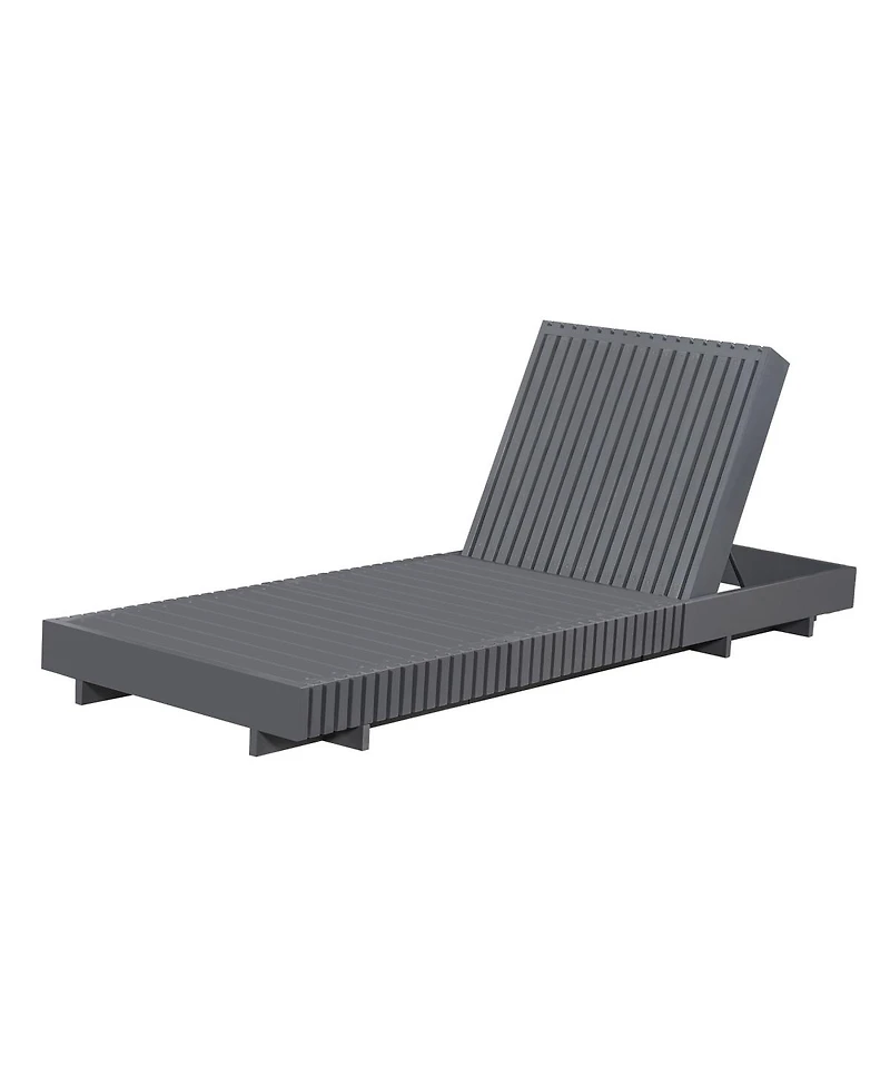 Asagikoiai Modern Adjustable Pool Chaise Lounge Chair, Acacia Wood Patio Lounger with Cushion