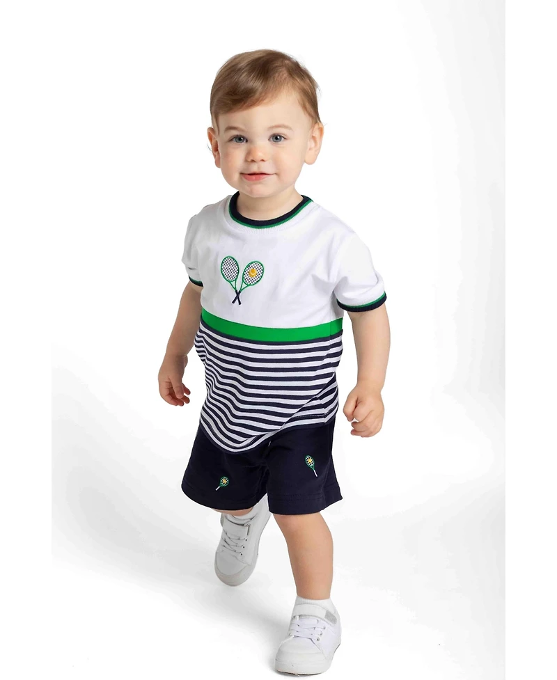 Florence Eiseman Little Girl Knit Short Set with Tennis Rackets