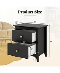 Gymax Modern Nightstand w/ Storage 2 Drawers and Support Legs for Bedroom