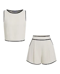 Cupshe Women's Crew Neck Short Set