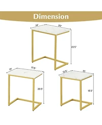 Gymax 3-Piece Nesting Coffee End Table Set Stacking Side Nightstand Living Room