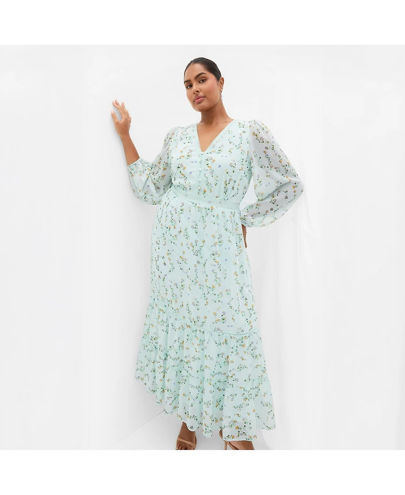 City Chic Women's Kiki Ditsy Print Maxi Dress