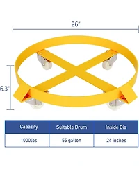 gaomon 2-Piece 55 Gallon Drum Dolly 1000 lb Capacity Heavy Duty Barrel Dolly with 4 Swivel Casters Non-Tip Design Steel Drum Caddy Industrial