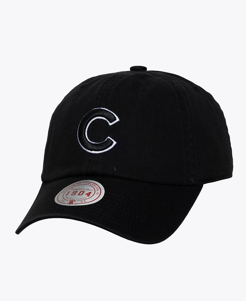 Mitchell & Ness Men's and Women's Black White Chicago Cubs 1904 Strapback Adjustable Hat