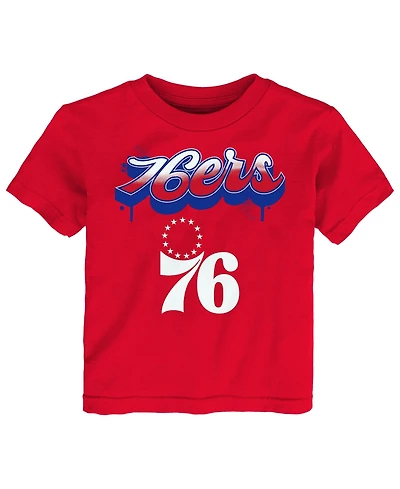 Outerstuff Big Boys and Girls Red Philadelphia 76ers Bubbly Script T-Shirt