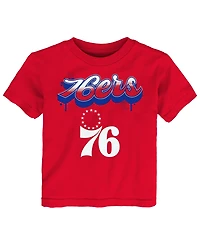Outerstuff Big Boys and Girls Red Philadelphia 76ers Bubbly Script T-Shirt