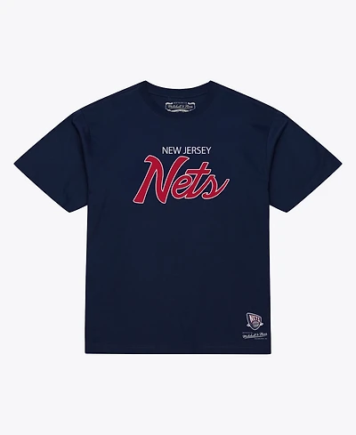 Mitchell & Ness Men's Navy New Jersey Nets Vintage Wordmark T-Shirt