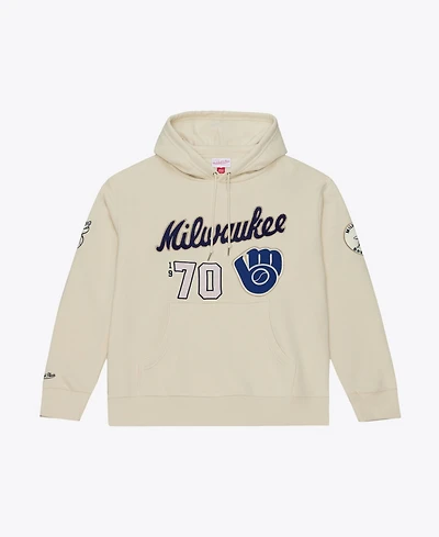 Mitchell & Ness Men's Cream Milwaukee Brewers Yacht Rock Fleece Hoodie