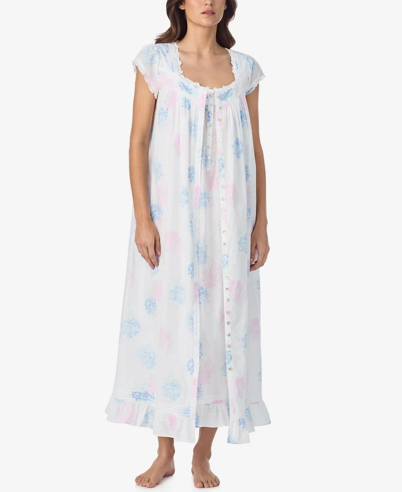 Eileen West Women's Floral Cap-Sleeve Ballet Nightgown