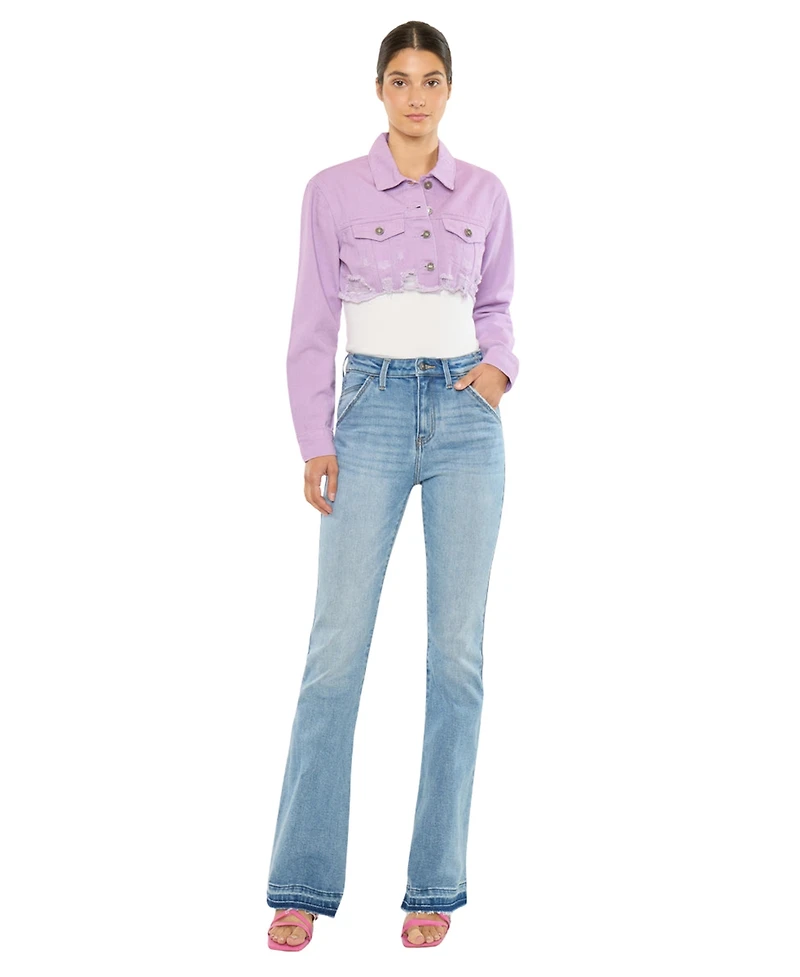 KanCan Women's Usa Aimmes High Rise Flare Jeans