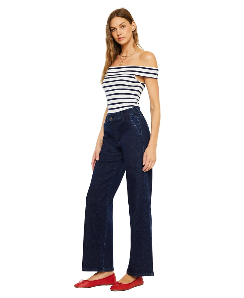 KanCan Women's Usa Kayla High Rise Wide Leg Trouser Jeans