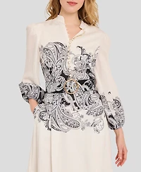 Tahari Asl Women's Border Print Buttoned Dress