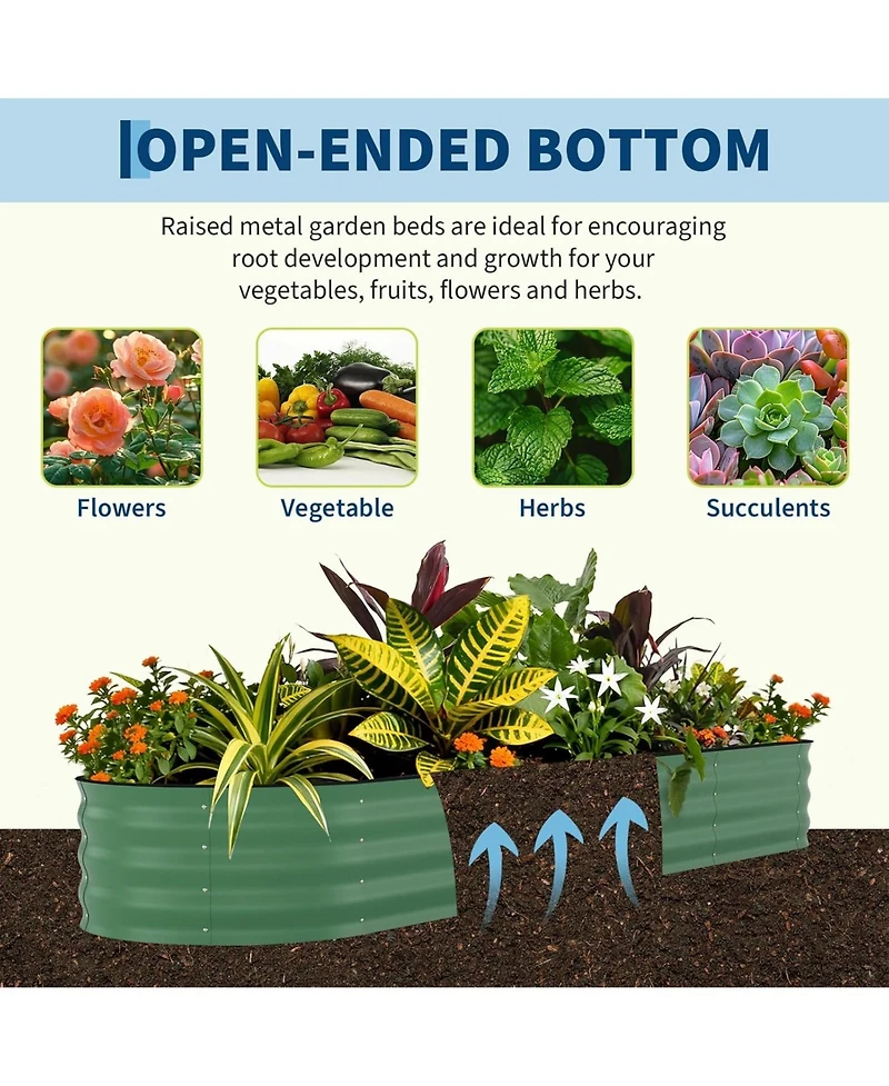 Xo 4 Pack Galvanized Raised Garden Beds 8x2x1.5 ft, Metal Planter Boxes for Vegetables, Outdoor Garden