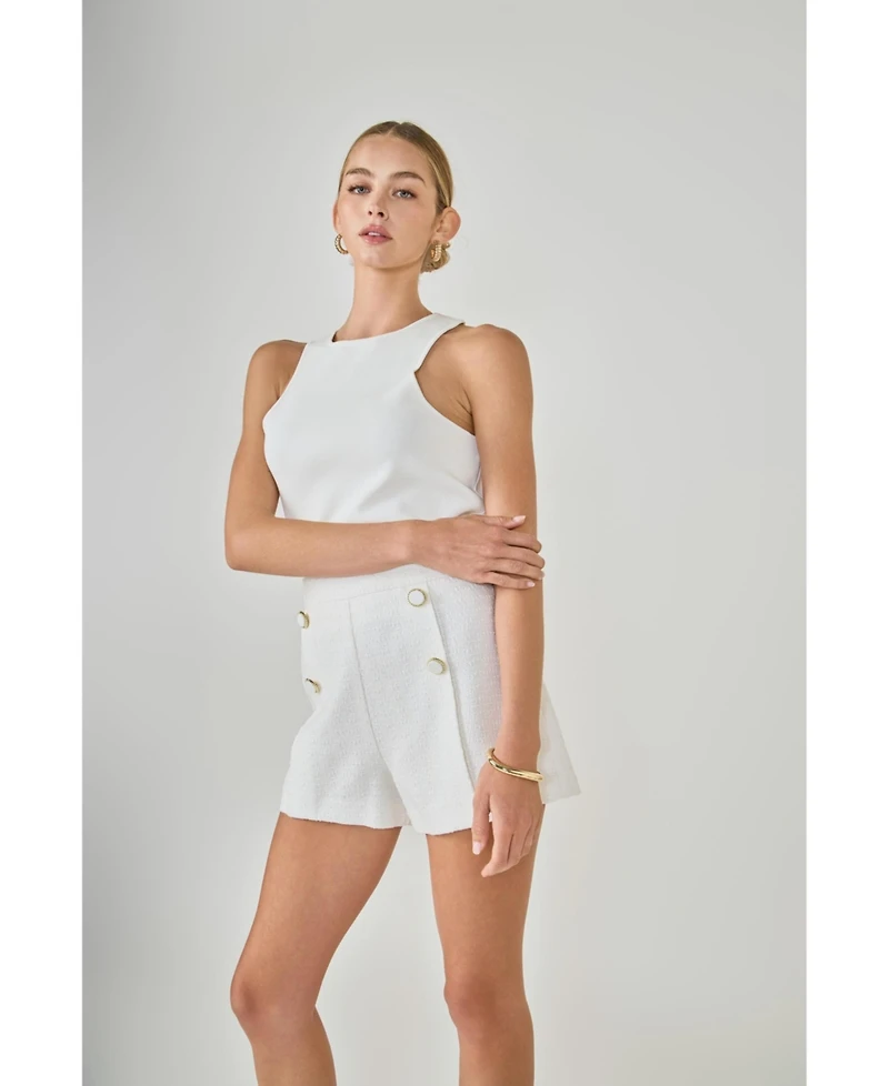 endless rose Women's Embroidred High Waisted Shorts