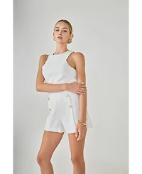 endless rose Women's Embroidred High Waisted Shorts