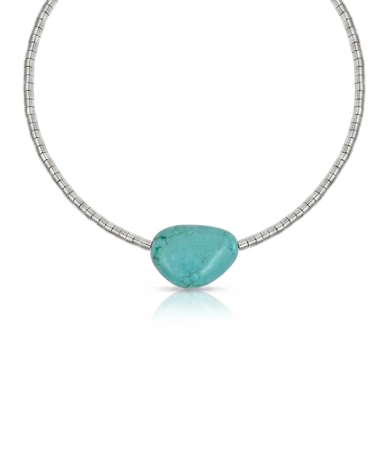 Ettika Silver-Plated Beaded Turquoise Nugget Necklace