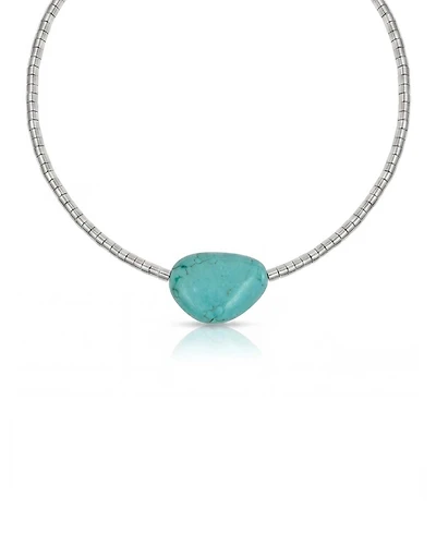 Ettika Silver-Plated Beaded Turquoise Nugget Necklace