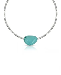 Ettika Silver-Plated Beaded Turquoise Nugget Necklace