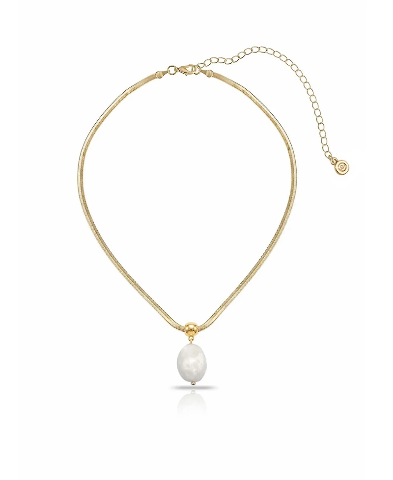 Ettika Gold-Plated Bone Pendant Snake Chain Necklace