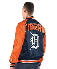 Starter Men's Navy/Orange Detroit Tigers Raglan Blitz Varsity Jacket