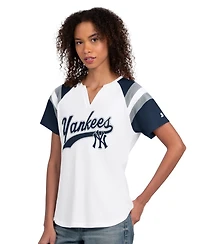Starter Women's White New York Yankees Game On Notch Neck Raglan T-Shirt